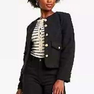 NWT Universal Thread Gold Button-Front Black Jacket Blazer Woven Tweed Style XS